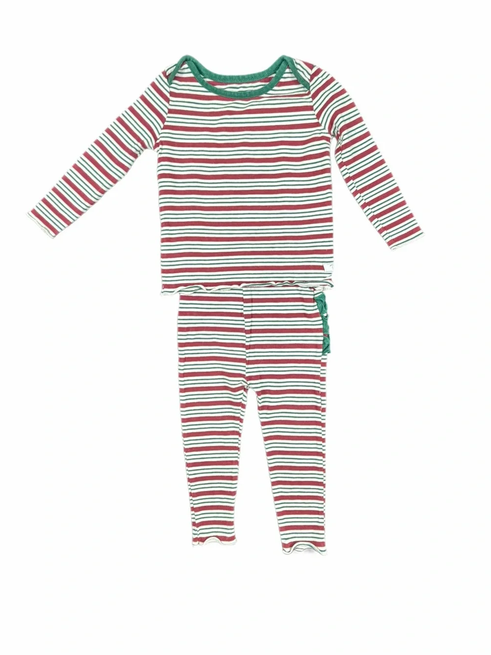 RUFFLE BUTTS Peppermint Stripe Ruffled Pajama Set - 18-24M